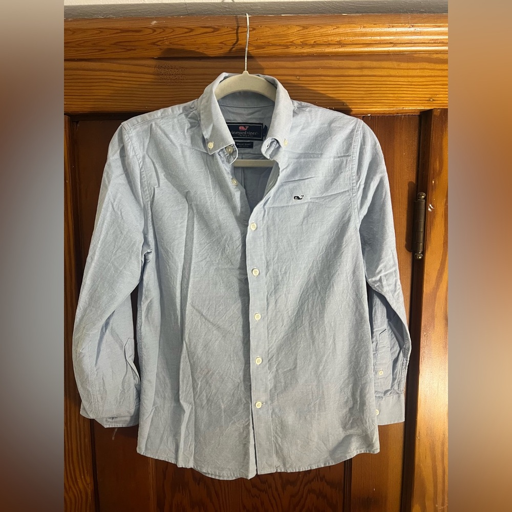 Vineyard Vines Boys Medium Button-Down Shirt in Pale Blue